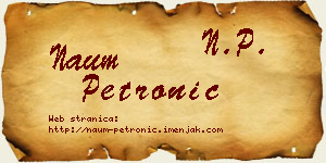 Naum Petronić vizit kartica